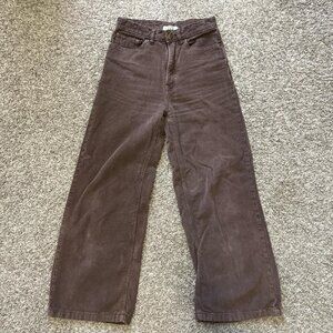 URBABN OUTFITTERS BDG Corduroy Pants chocolate brown high waist wide leg Size 25